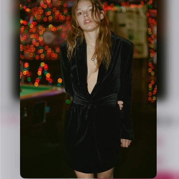 Zara Black Velvet Dress Size Extra Small XS - Picture 9 of 12